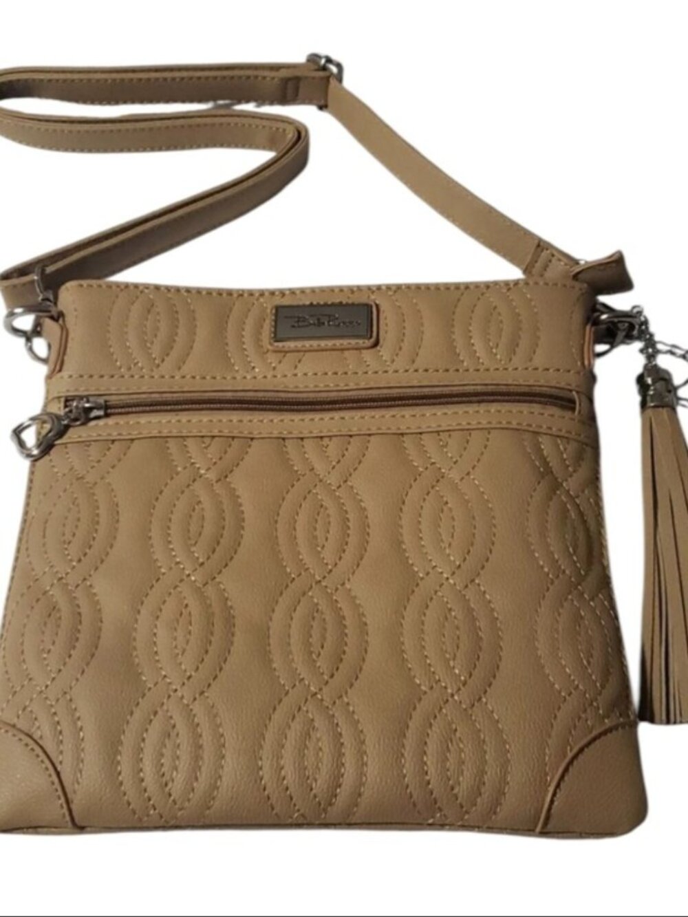 Bella Russo Quilted Taupe Crossbody Purse